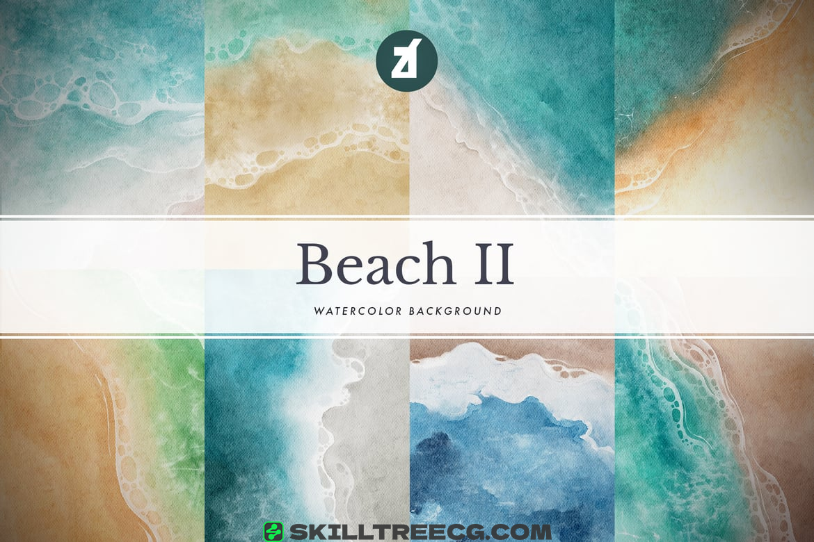 8 Beach watercolor background（735677）-技能树
